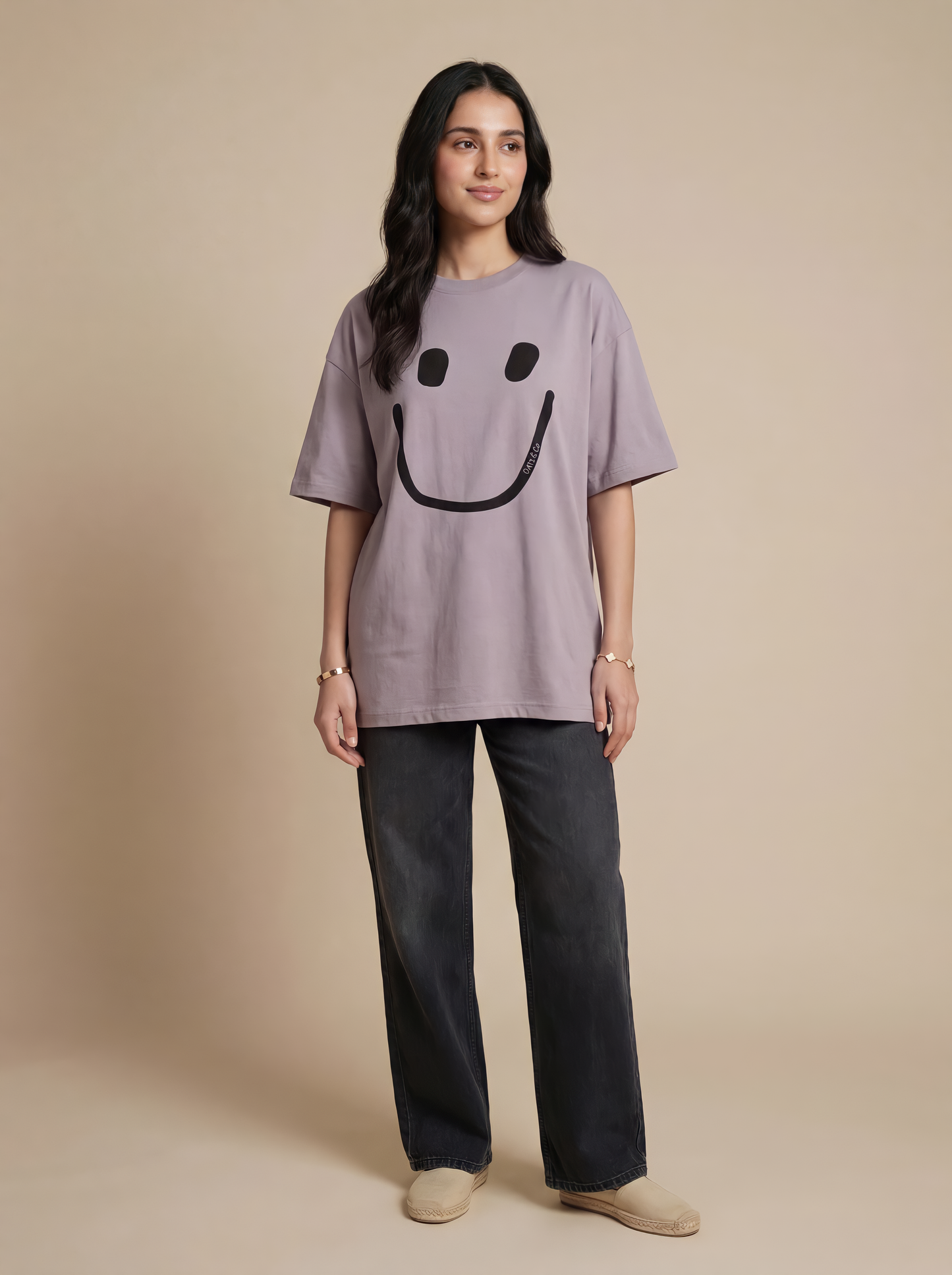 Adult Unisex Lavender Smiley Organic Tee