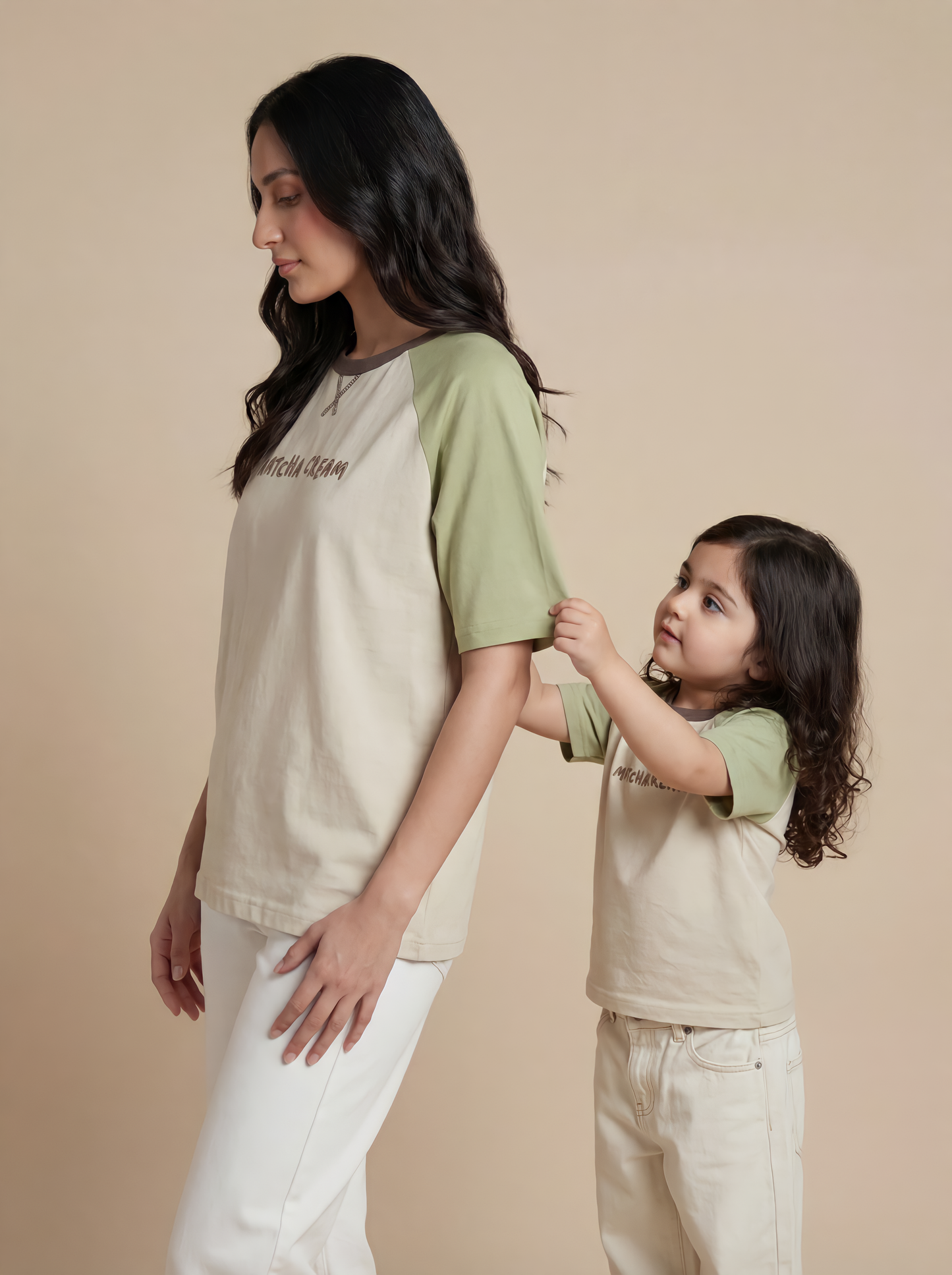 Adults Unisex Matcha Cream Organic Tee