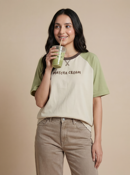 Adults Unisex Matcha Cream Organic Tee